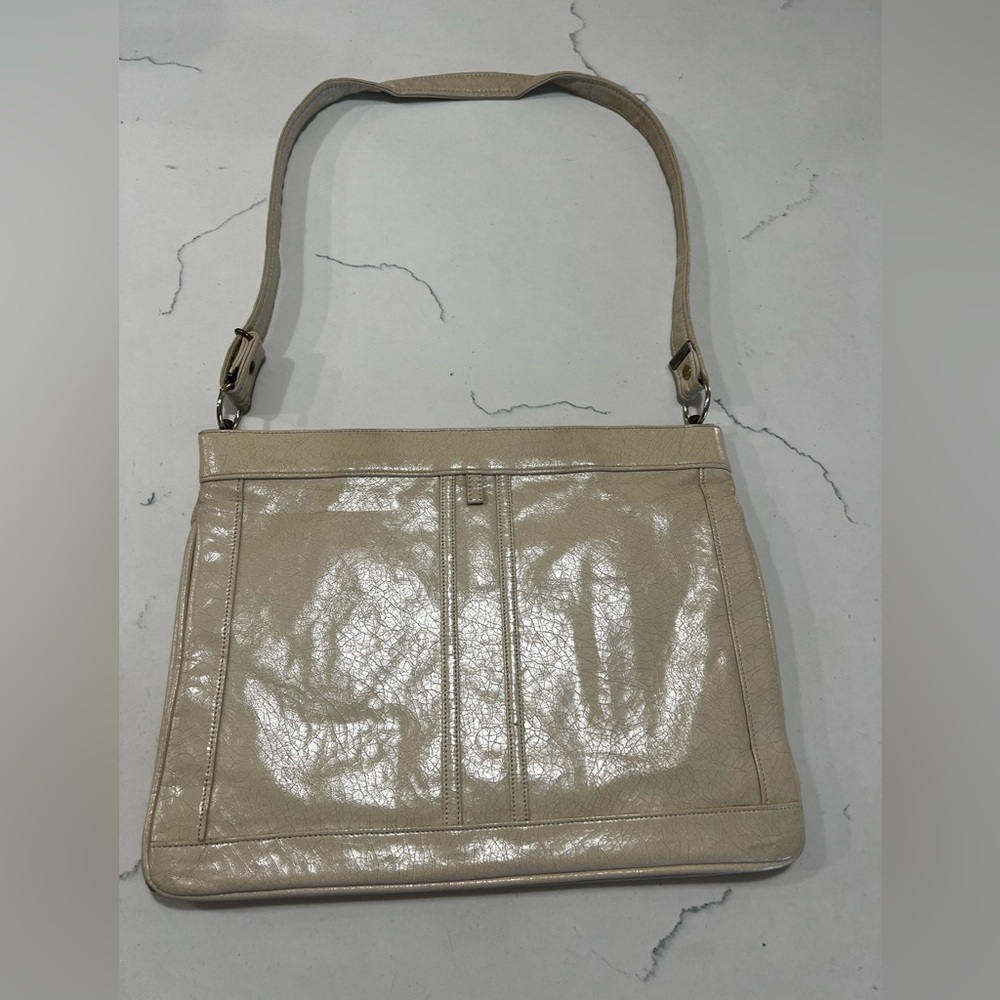 Aldena Cream Italian Leather Shoulder bag.